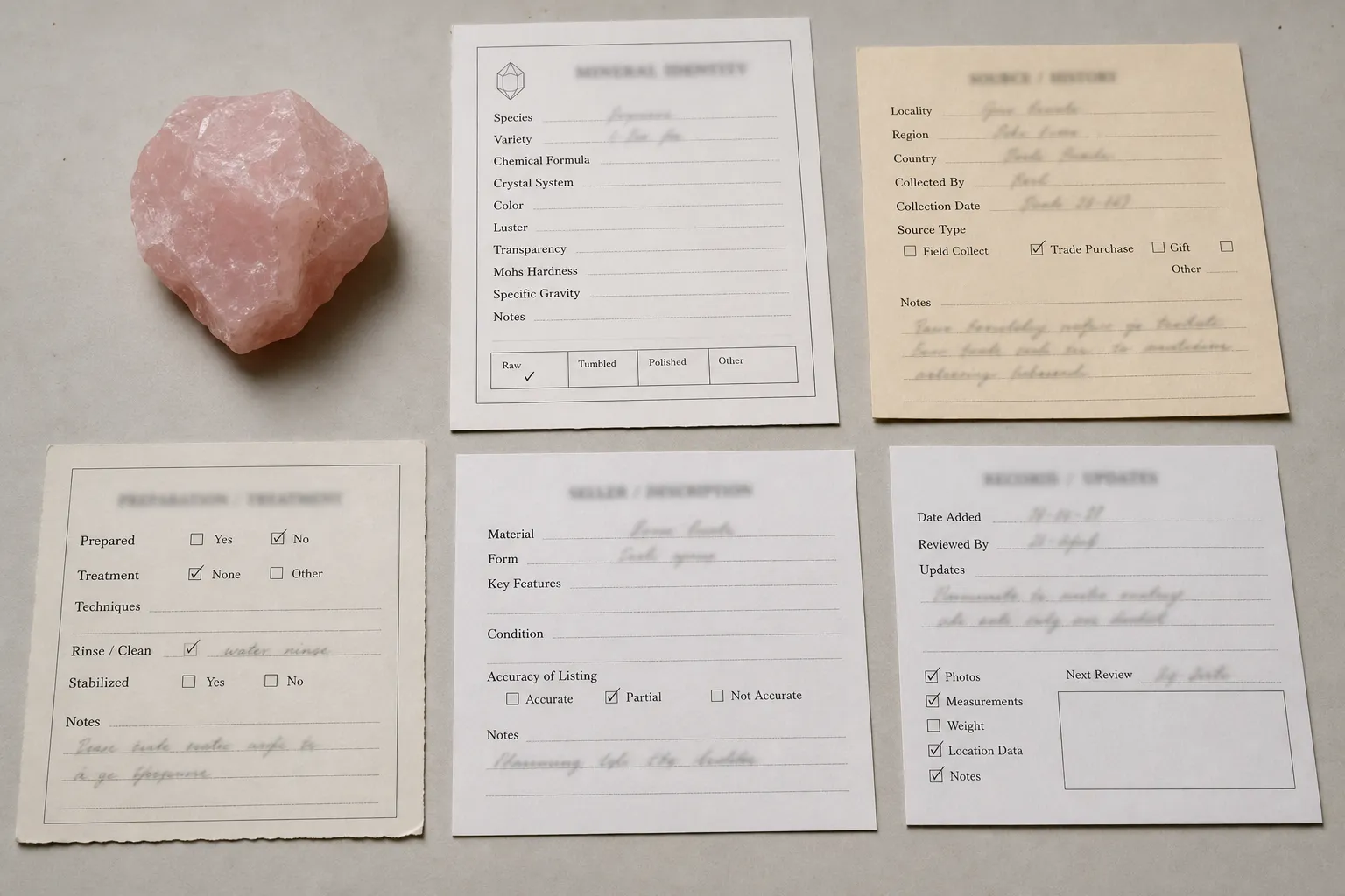 A careful review of mineral identity, sourcing, preparation, and seller claims