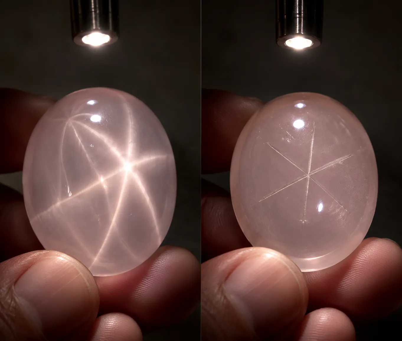 A star quartz light test comparing a moving optical band with a fixed surface mark